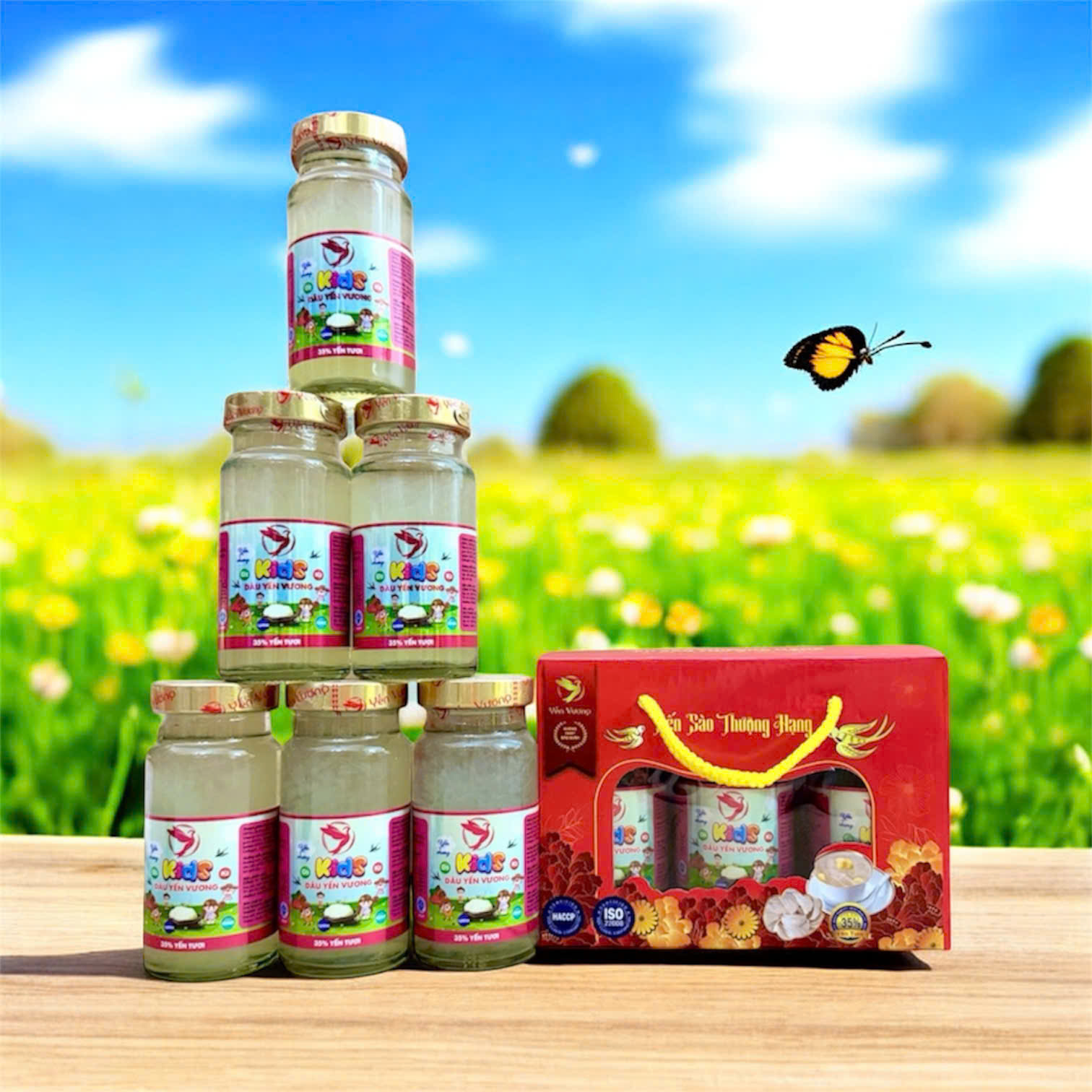 Lốc 6 hũ yến Vương 140ml Kids Dâu